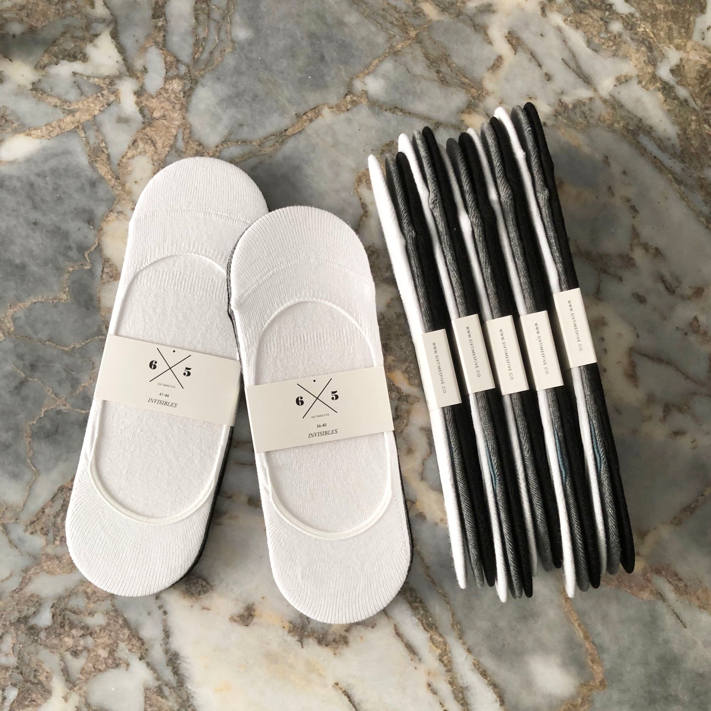 INVISIBLES WHITE, GRAY & BLACK 3 PACK Beyaz Gri Siyah 3lü Görünmez Unisex Çorap Seti - sixtimesfive