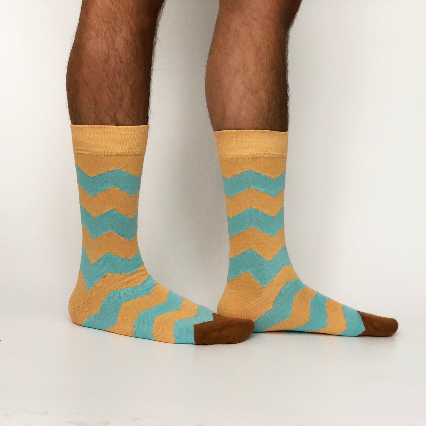 CHEVRON YELLOW BLUE Sarı Mavi Zigzag Desenli Unisex Çorap