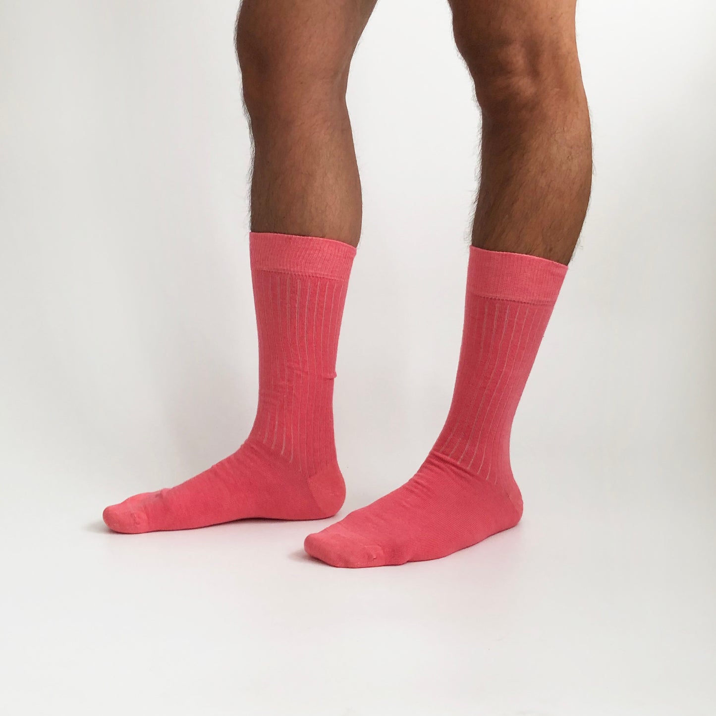 HOT PINK Pembe Düz Unisex Pamuklu Ribli Çorap - sixtimesfive