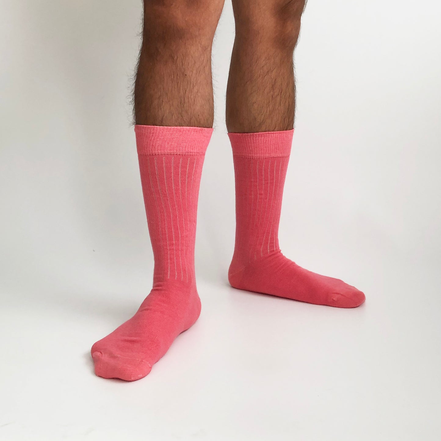 HOT PINK Pembe Düz Unisex Pamuklu Ribli Çorap - sixtimesfive