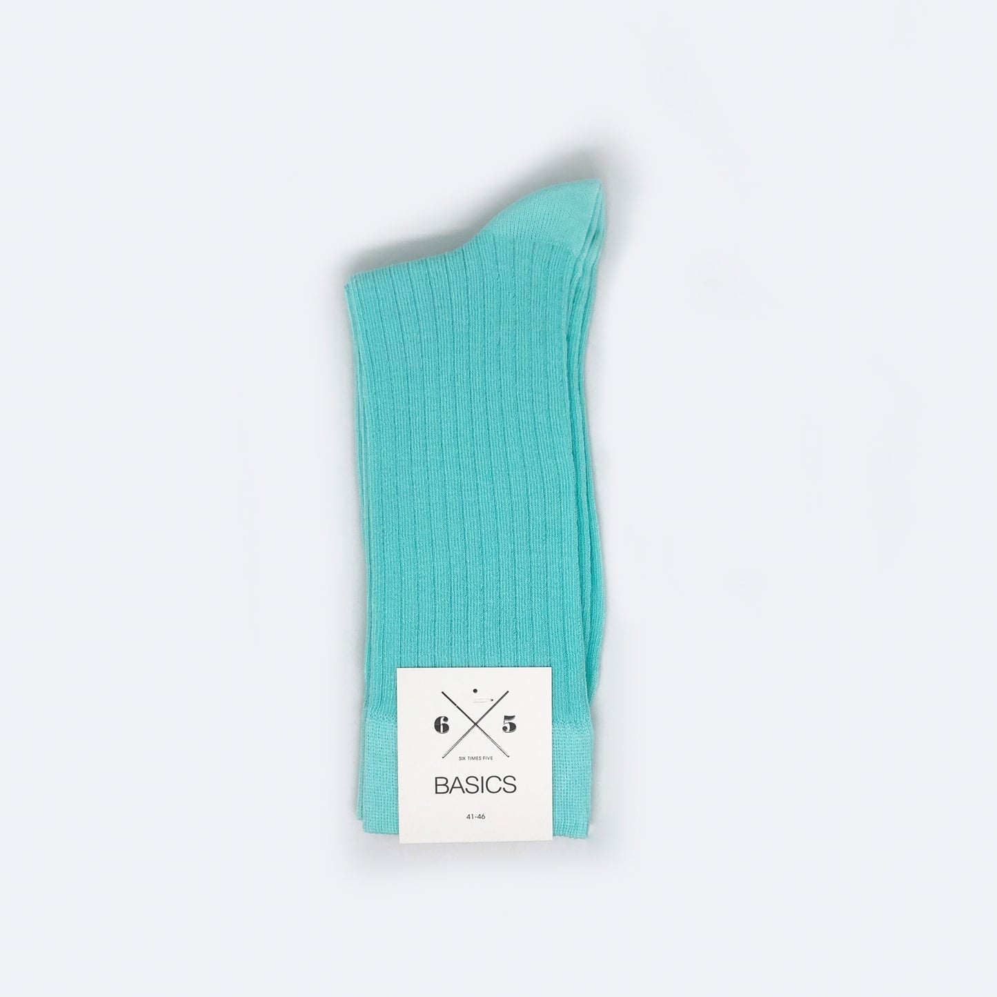 ARUBA BLUE Mavi Düz Unisex Pamuklu Ribli Çorap - sixtimesfive