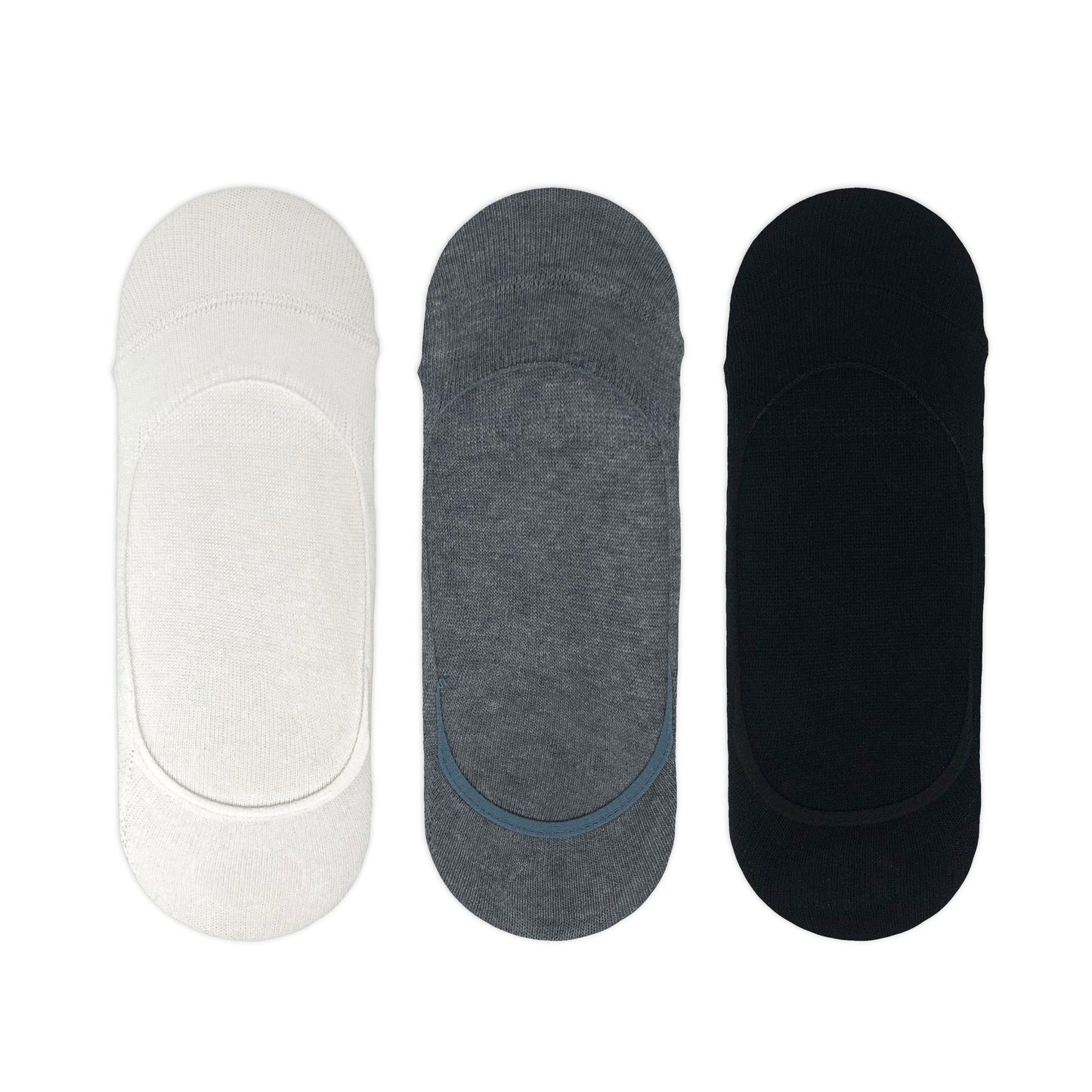 INVISIBLES WHITE, GRAY & BLACK 3 PACK Beyaz Gri Siyah 3lü Görünmez Unisex Çorap Seti - sixtimesfive