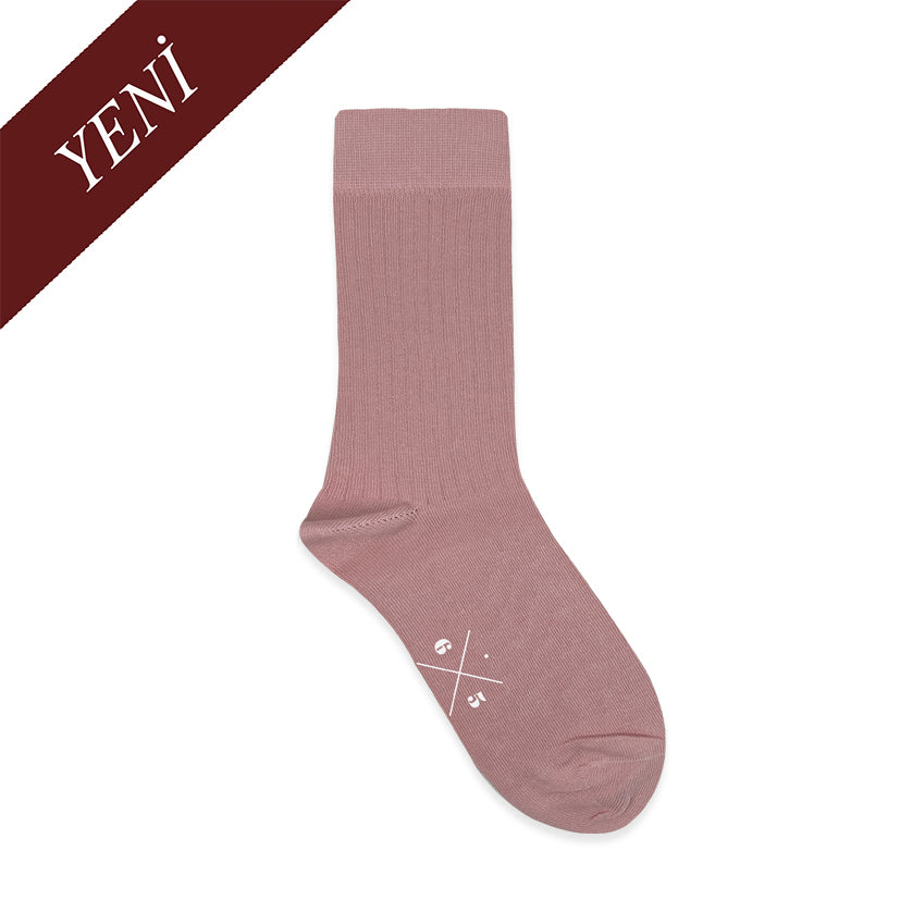 BLUSH Pembe Düz Unisex Pamuklu Ribli Çorap - sixtimesfive