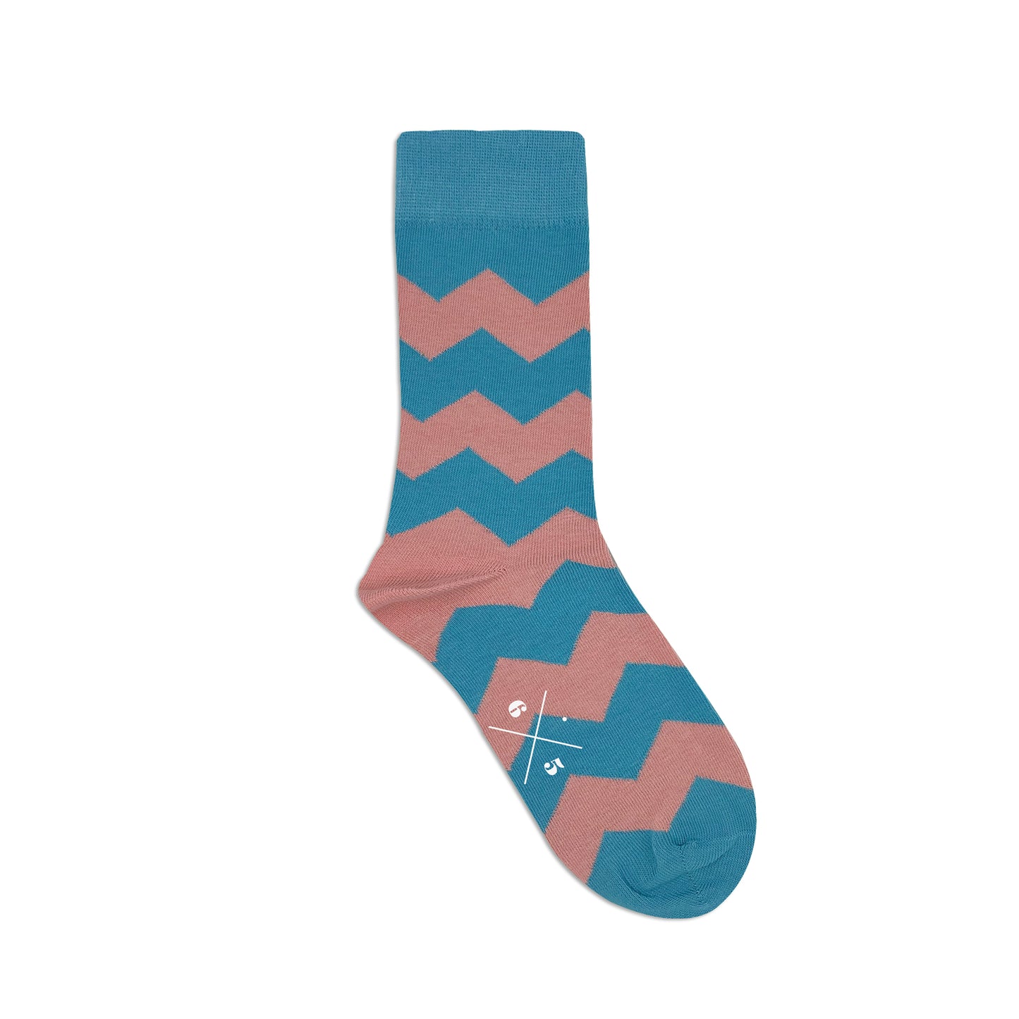 CHEVRON PINK BLUE Pembe Mavi Zigzag Desenli Unisex Çorap - sixtimesfive