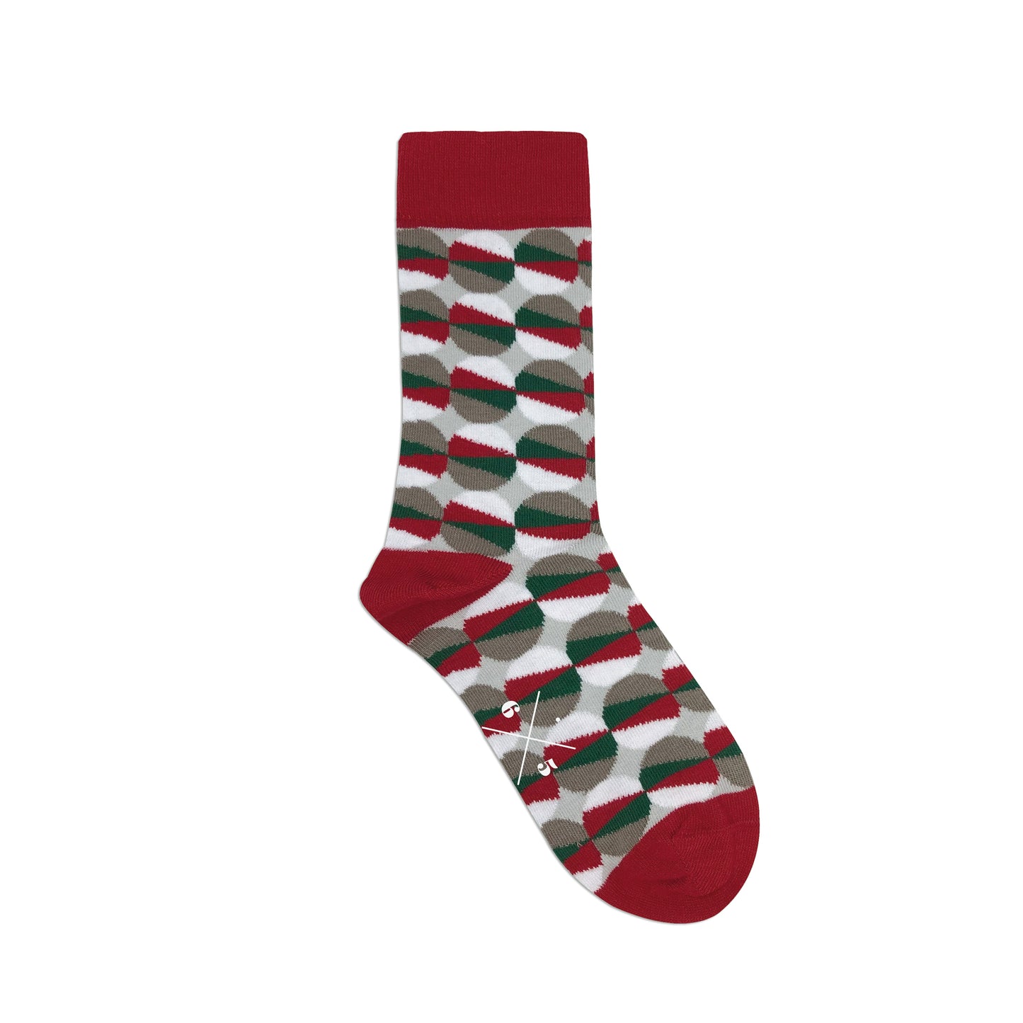 ECLIPSE XMAS Yeşil Kırmızı Yılbaşı Desenli Unisex Çorap - sixtimesfive