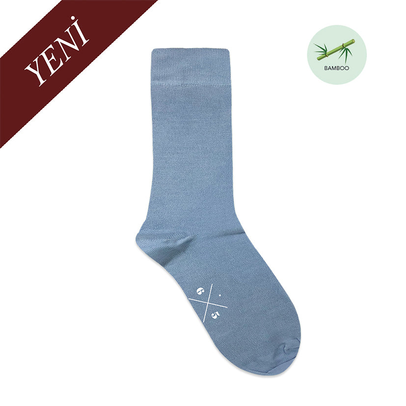 ICE BLUE Açık Mavi Düz Unisex Bambu Çorap - sixtimesfive