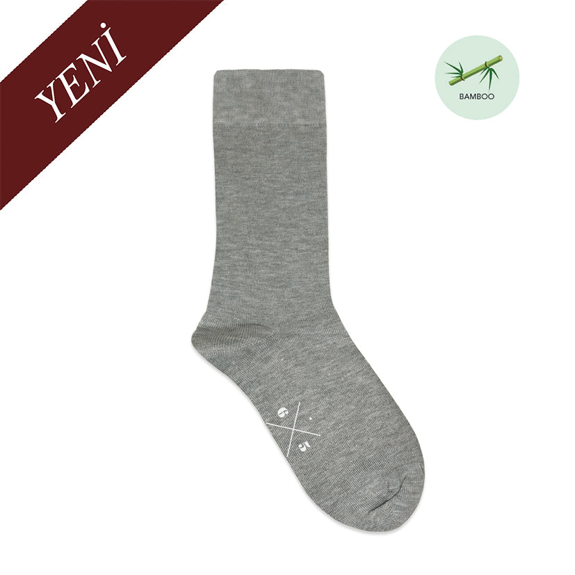 LIGHT GRAY MELANGE Açık Gri Melanj Düz Unisex BambuMax Çorap - sixtimesfive