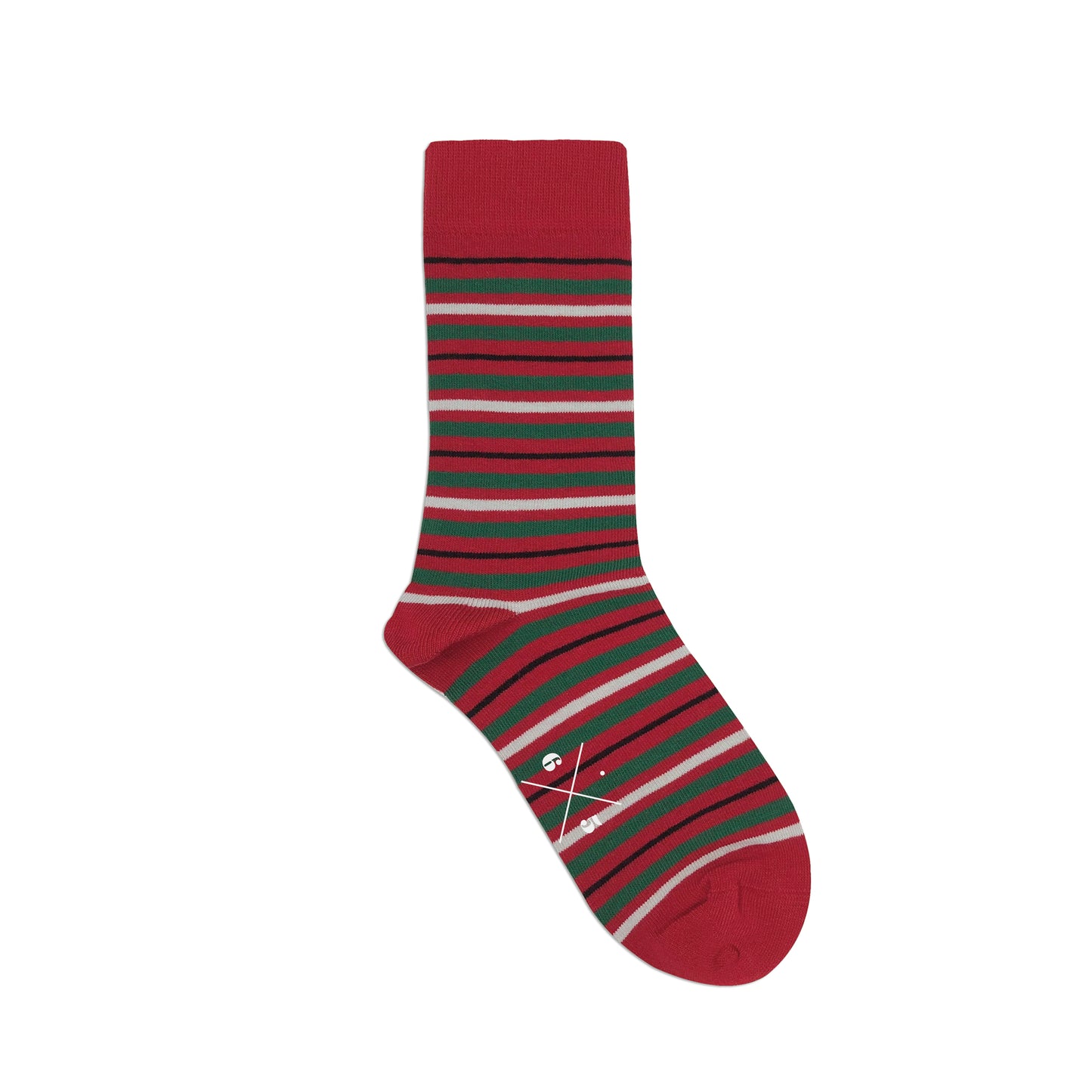 STRIPES XMAS Yeşil Kırmızı Yılbaşı Desenli Unisex Çorap - sixtimesfive