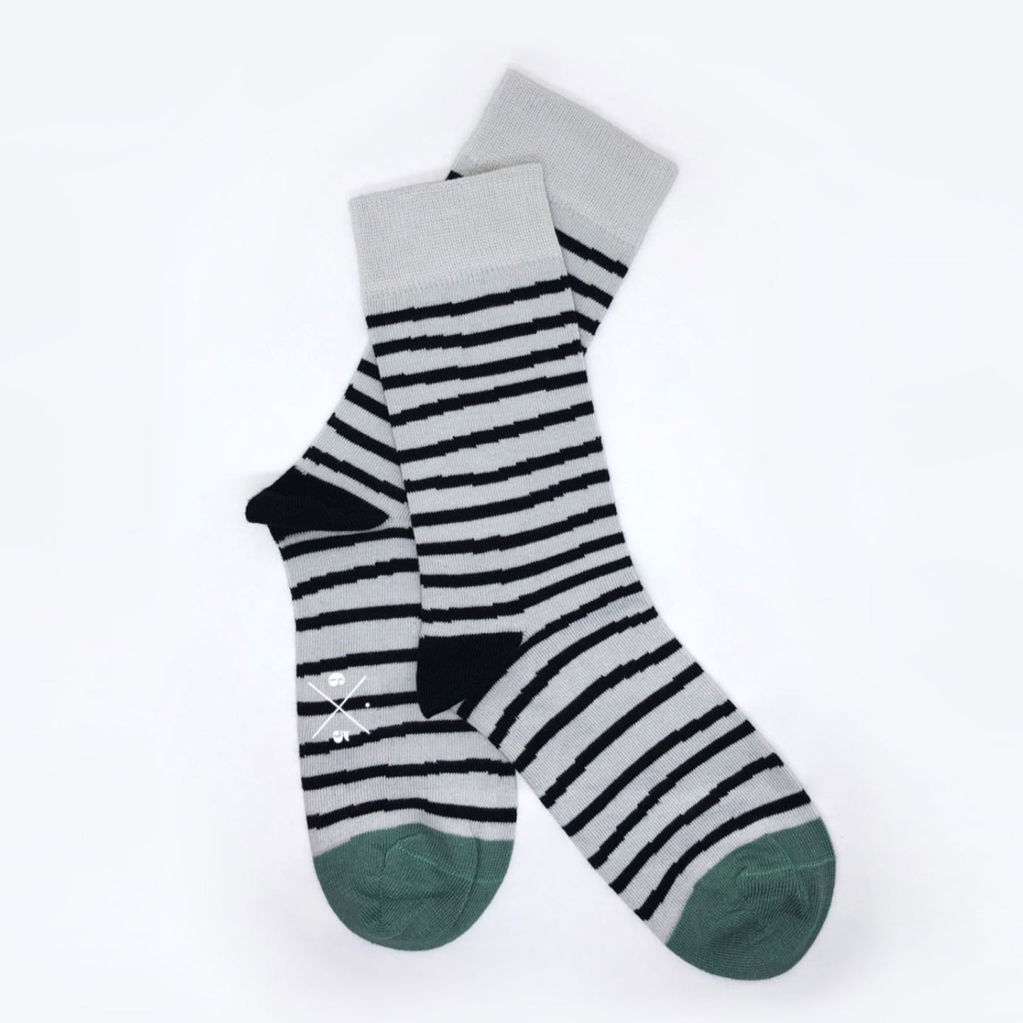 WAVY STRIPES GREY & JADE Gri Açık Yeşil Çizgili Desenli Unisex Çorap - sixtimesfive