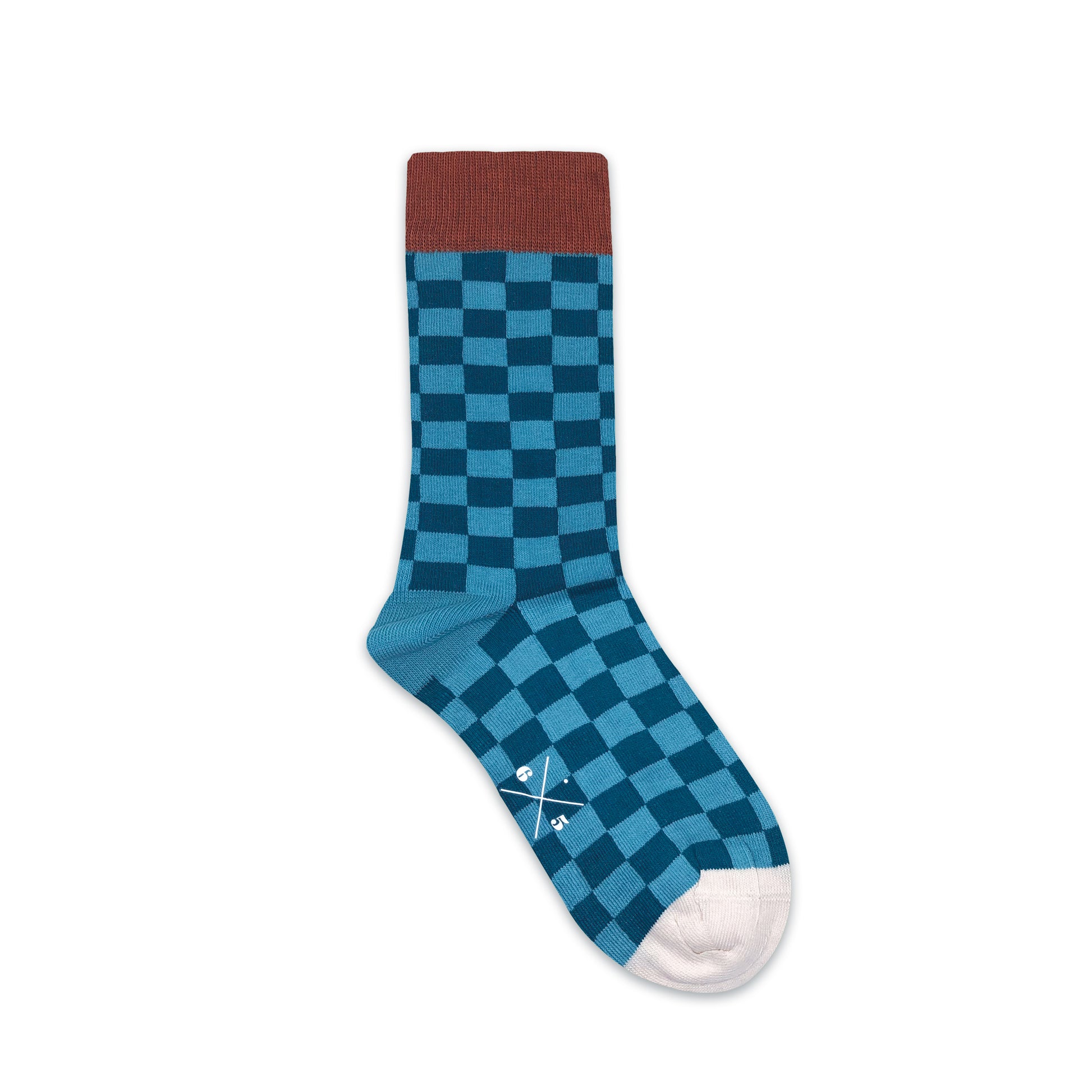 CHECKER TILE BLUE Mavi Tarçın Kareli Desenli Unisex Çorap - sixtimesfive