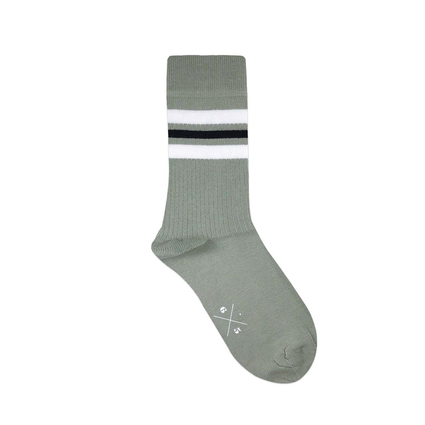 TRIPLE STRIPES Fog Green White Su Yeşili Beyaz 3 Çizgili Unisex Çorap - sixtimesfive