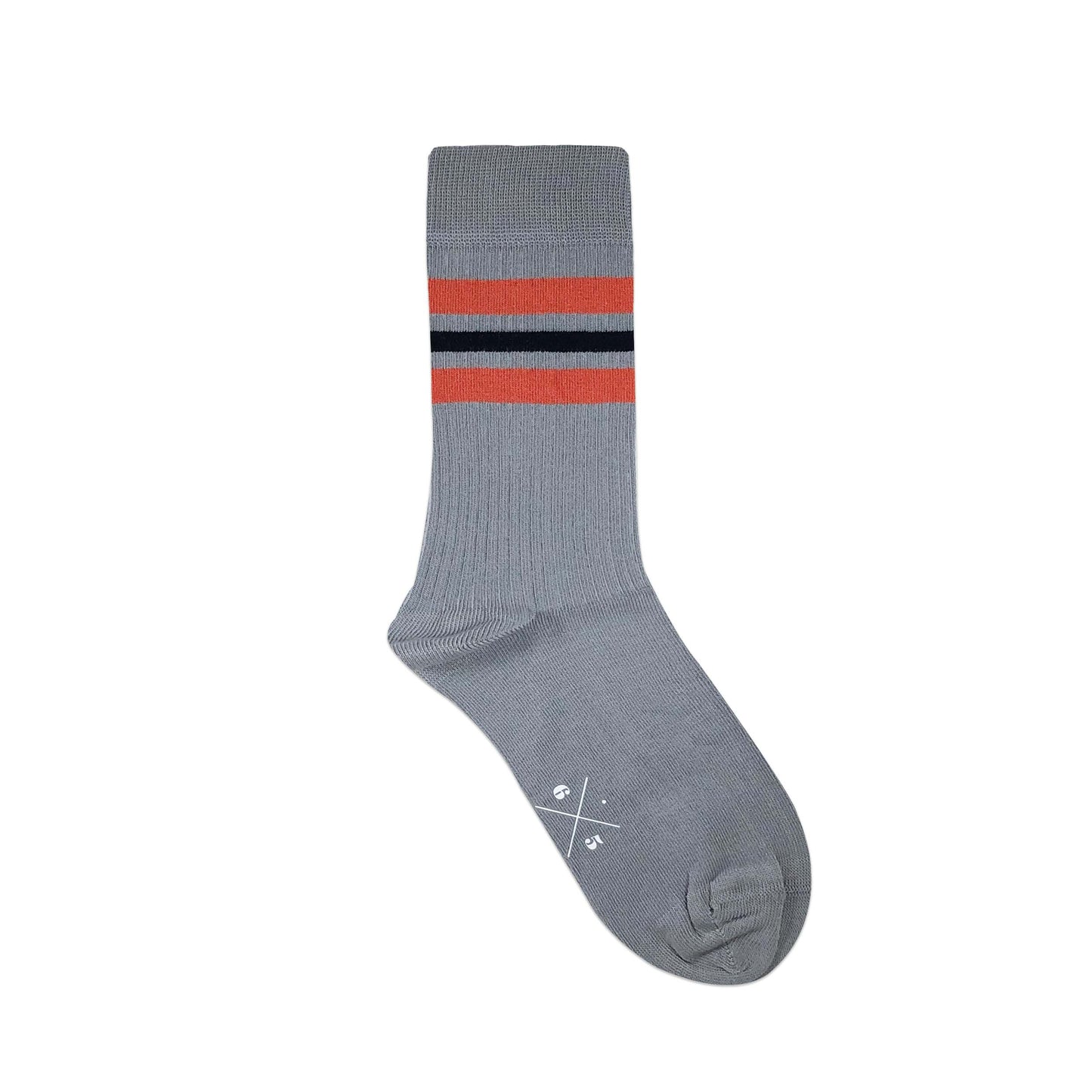 TRIPLE STRIPES Grey Orange Gri Turuncu 3 Çizgili Unisex Çorap - sixtimesfive