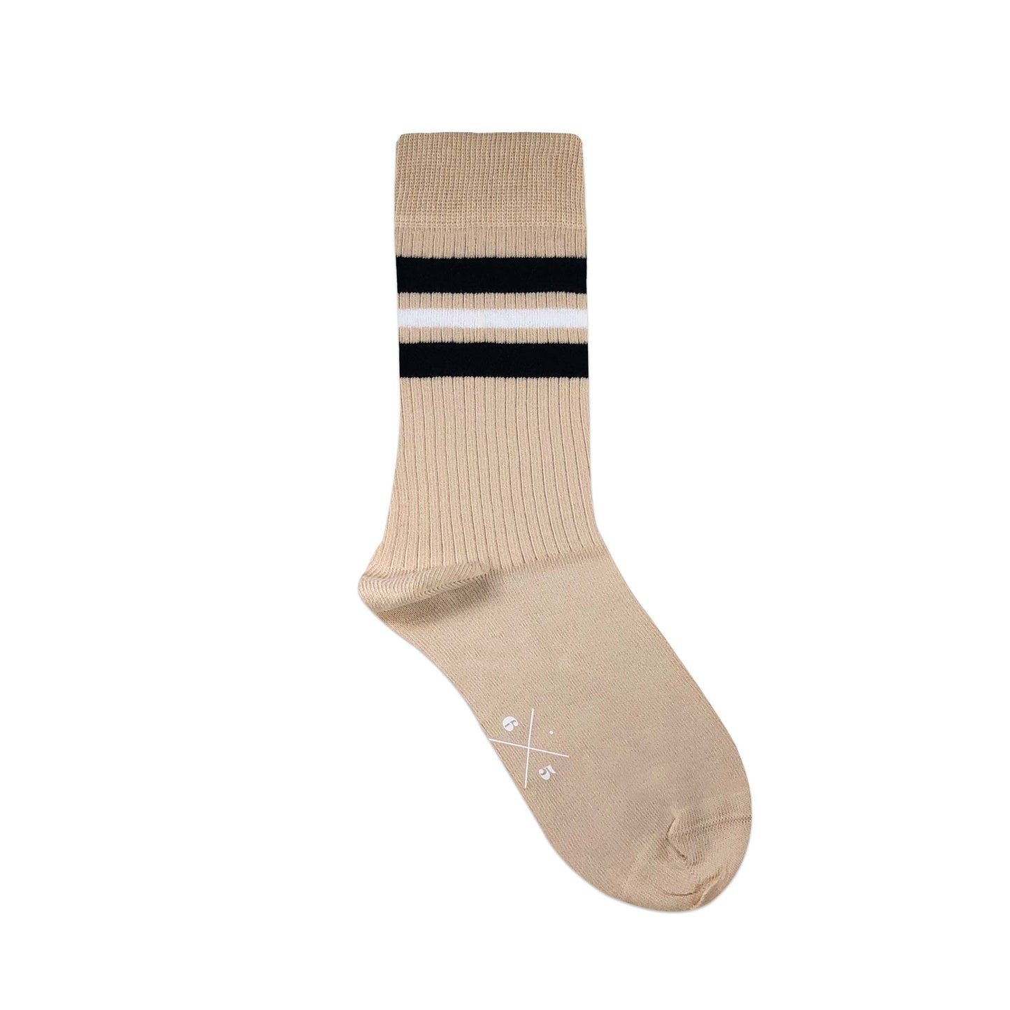 TRIPLE STRIPES Nude Black Pudra Siyah 3 Çizgili Unisex Çorap - sixtimesfive