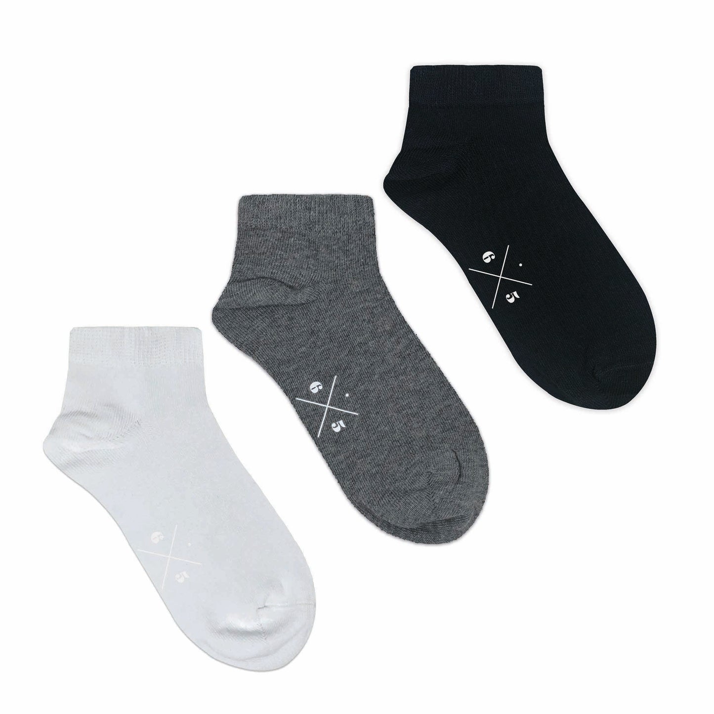 SHORT WHITE, GRAY MELANGE, BLACK 3 PACK Beyaz Gri Siyah Düz Kısa Unisex Çorap Seti