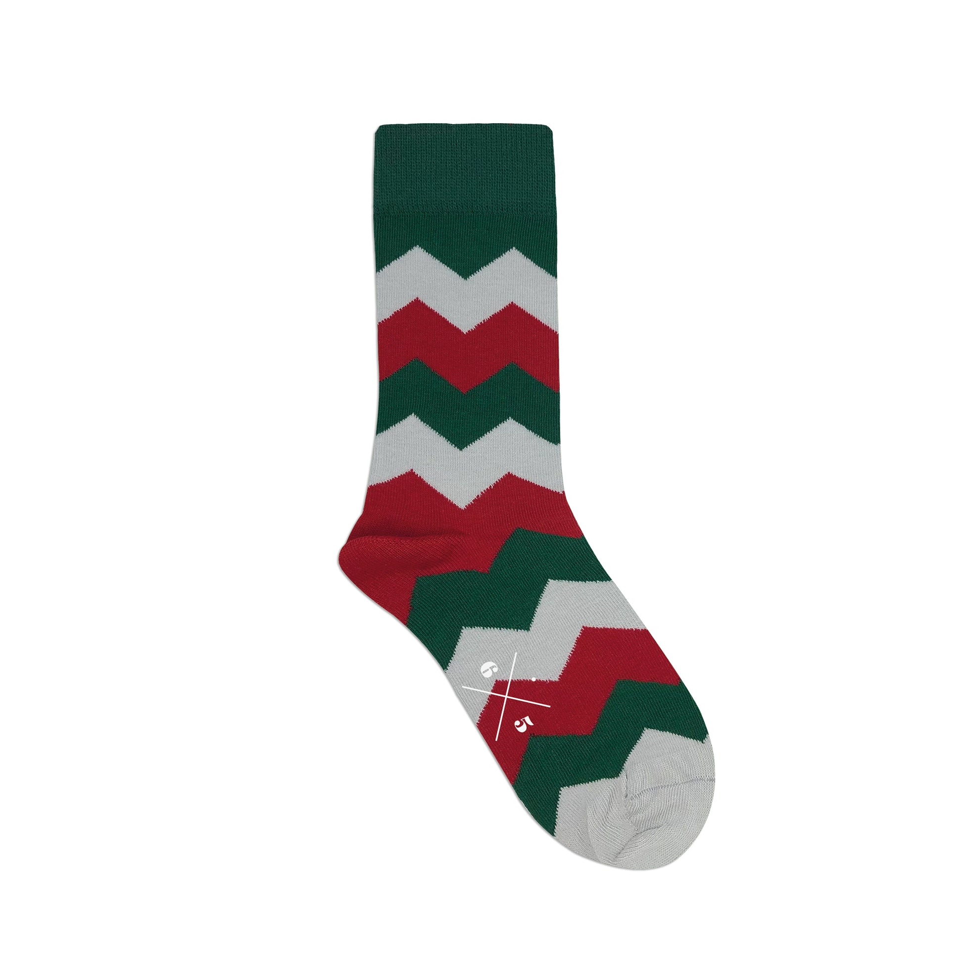 CHEVRON XMAS Yeşil Kırmızı Yılbaşı Desenli Unisex Çorap - sixtimesfive