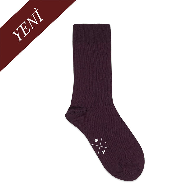 DARK CHERRY Koyu Vişne Unisex Pamuklu Ribli Çorap