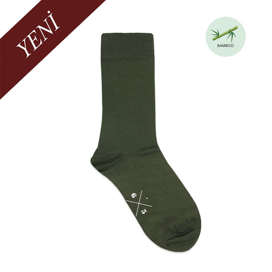 DEEP OLIVE Koyu Yeşil Düz Unisex BambuMax Çorap