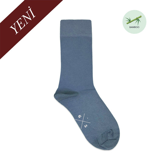 DENIM BLUE Mavi Düz Unisex BambuMax Çorap - sixtimesfive