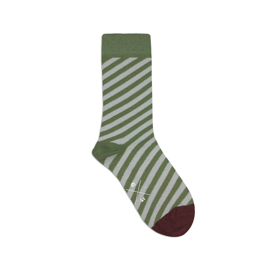 DIAGONAL OLIVE GREEN Zeytin Yeşil Çapraz Çizgili Desenli Unisex Çorap