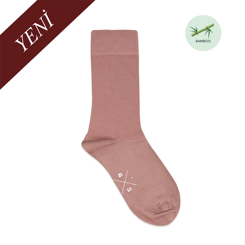 DUSTY PINK Somon Pembe Düz Unisex BambuMax Çorap - sixtimesfive