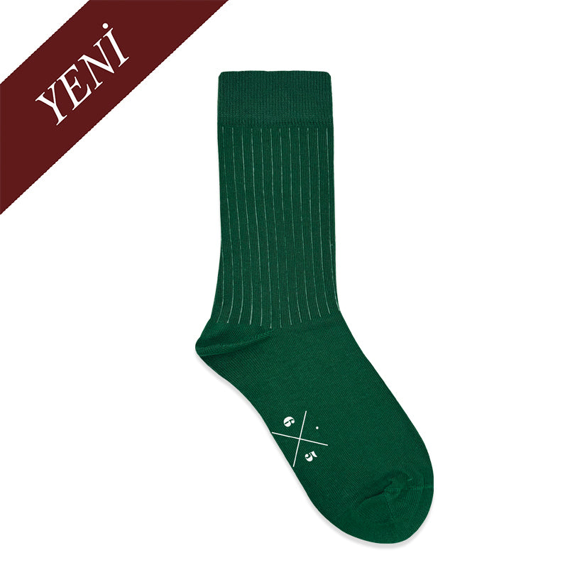 DEEP EMERALD Zümrüt Yeşili Düz Unisex Pamuklu Ribli Çorap