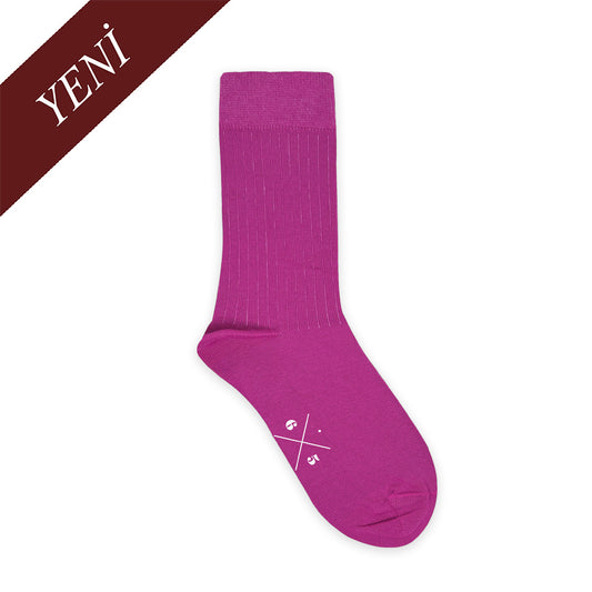 FUCSHIA Fuşya Düz Unisex Pamuklu Ribli Çorap - sixtimesfive