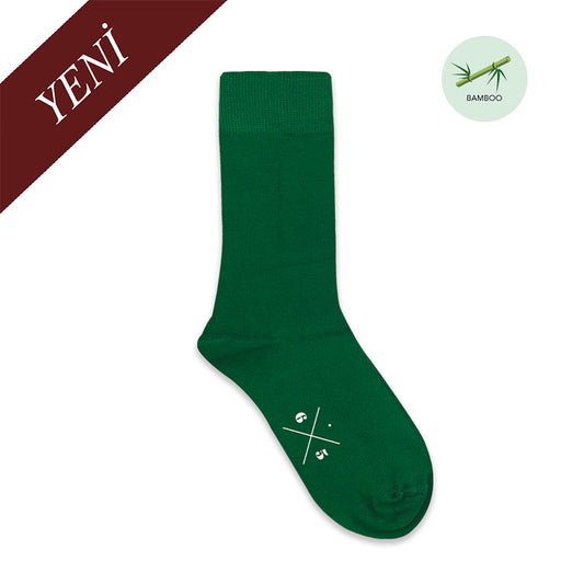 GREEN Yeşil Düz Unisex Bambu Çorap