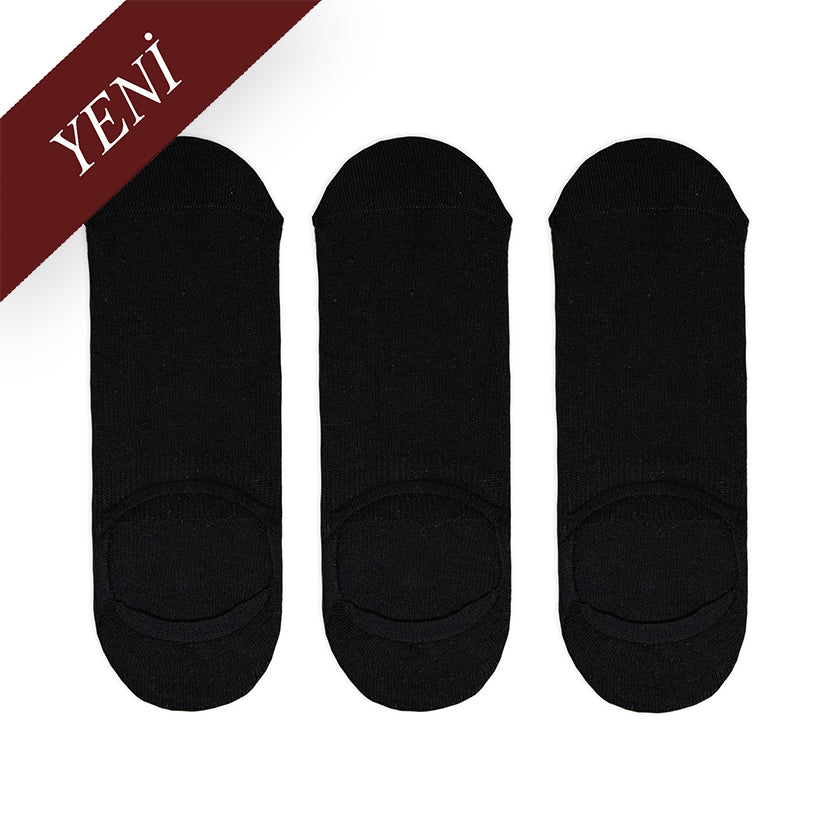 SNEAKER INVISIBLES BLACK 3 PACK Siyah 3lü Görünmez Spor Ayakkabı Unisex Çorap Seti - sixtimesfive