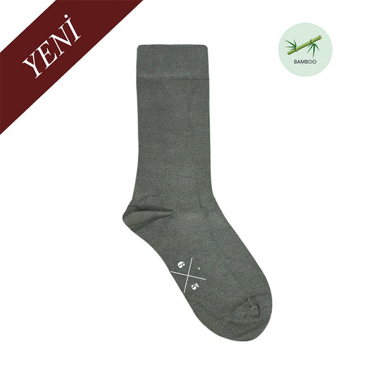 KHAKI Haki Yeşil Düz Unisex BambuMax Çorap