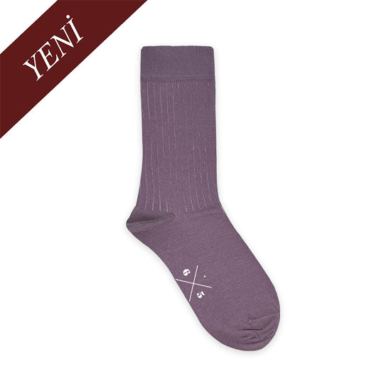 LAVENDER PURPLE Lavanta Moru Düz Unisex Pamuklu Ribli Çorap - sixtimesfive