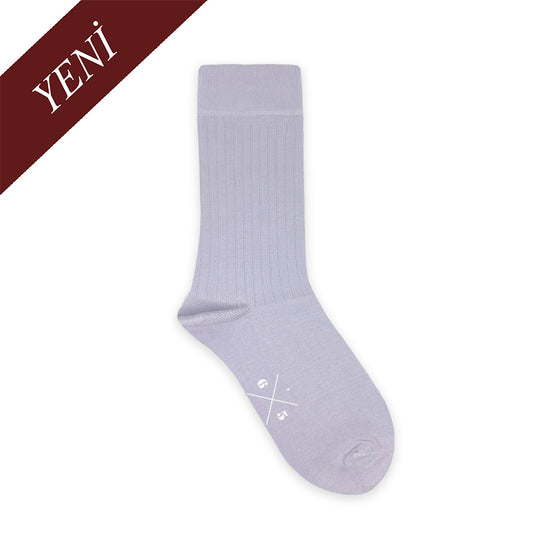 LILAC Açık Lila Düz Unisex Pamuklu Ribli Çorap - sixtimesfive