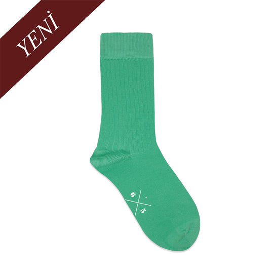 MINT POP Canlı Mint Yeşili Düz Unisex Pamuklu Ribli Çorap