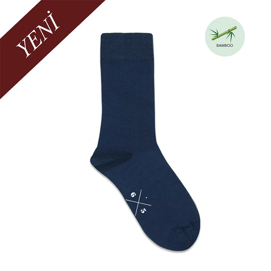 NAVY BLUE Lacivert Düz Unisex Bambu Çorap