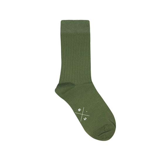 OLIVE GREEN Zeytin Yeşil Düz Unisex Pamuklu Ribli Çorap