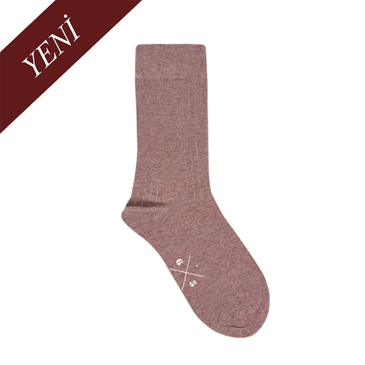 ROSE MELANGE Pembe Melanj Düz Unisex Pamuklu Ribli Çorap