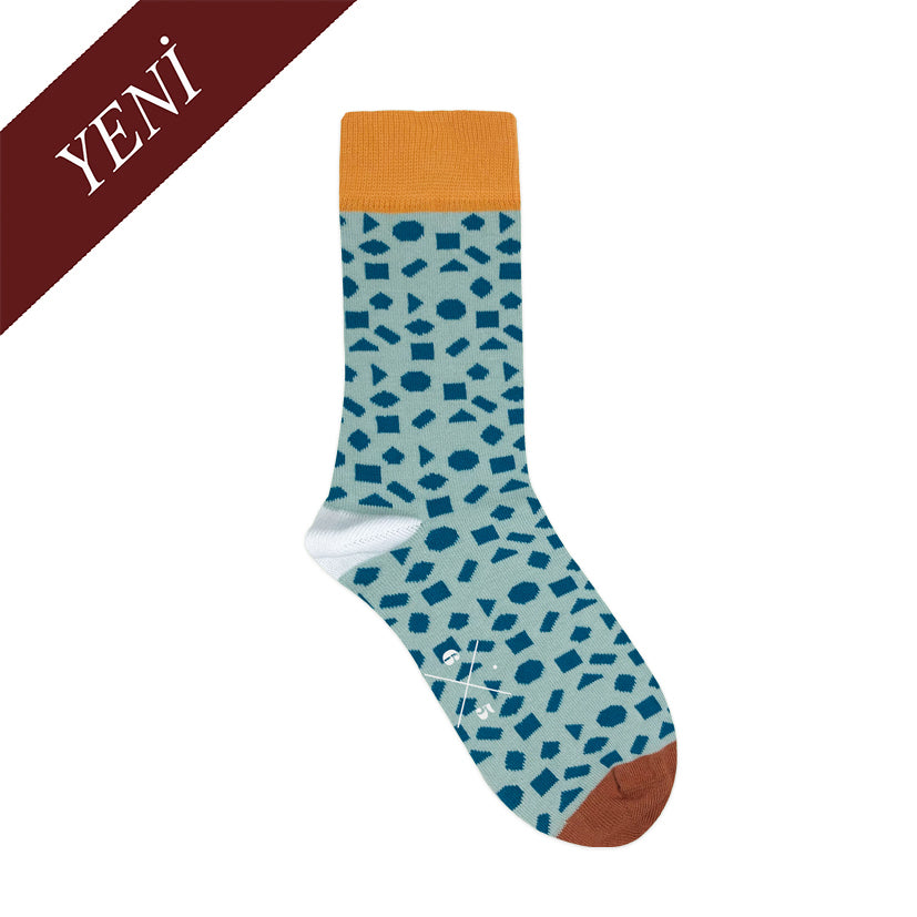 SHAPES ISLAND BLUE Mavi Geometrik Desenli Unisex Çorap