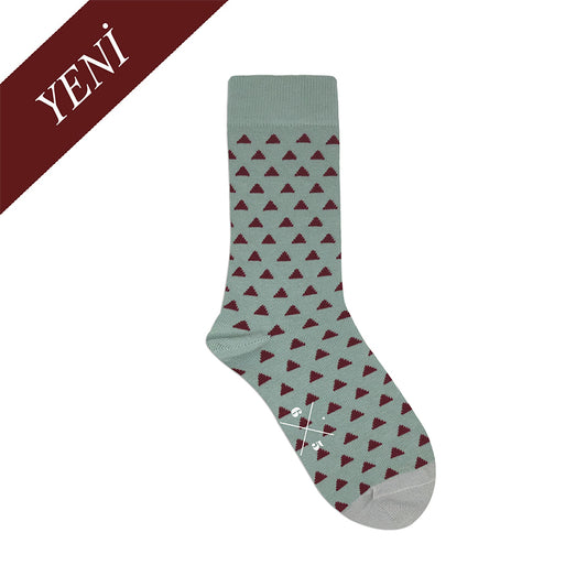 TRIANGLE XMAS Buz Mavi Kırmızı Yılbaşı Desenli Unisex Çorap - sixtimesfive