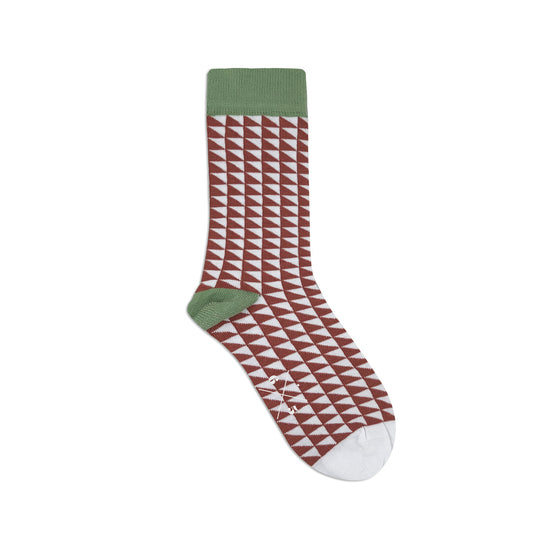 TWO TRIANGLES DARK ROSE Koyu Pembe Üçgen Desenli Unisex Çorap - sixtimesfive