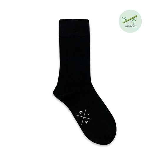 BLACK Siyah Düz Unisex Bambu Çorap - sixtimesfive