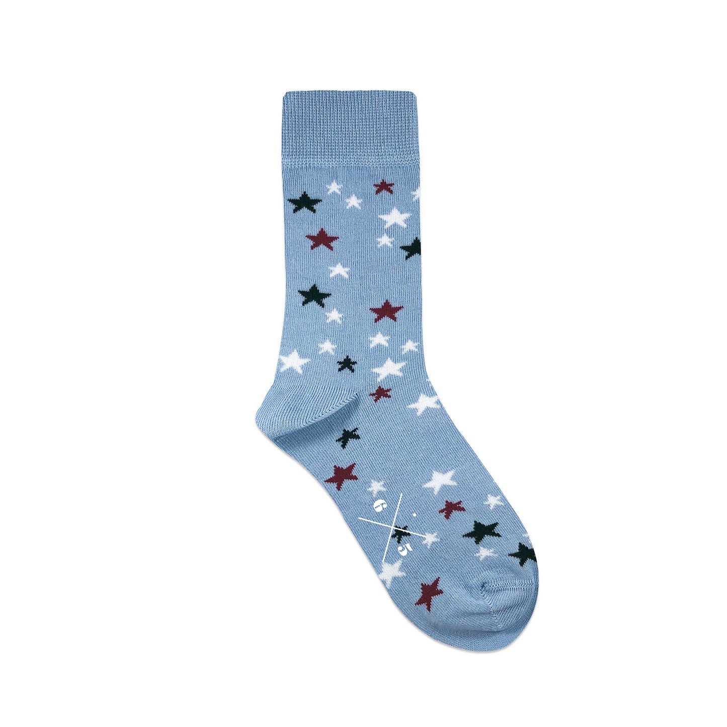 STARS BLUE Mavi Kırmızı Koyu Yeşil Beyaz Yıldızlı Desenli Unisex Çorap - sixtimesfive
