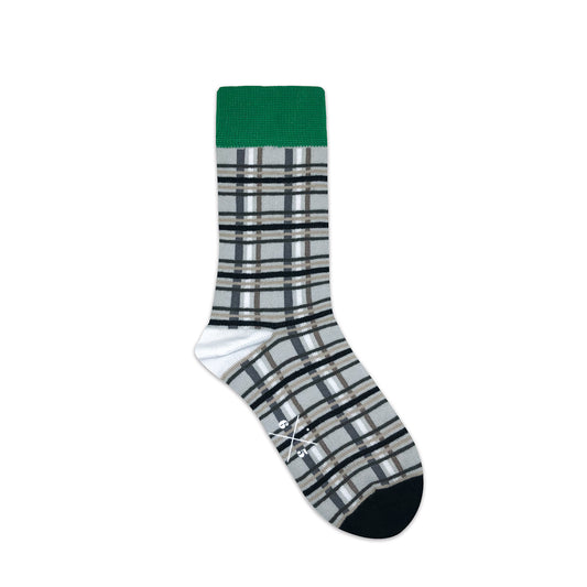 FLANNEL GREY GREEN Gri Yeşil Beyaz Çizgili Desenli Unisex Çorap - sixtimesfive