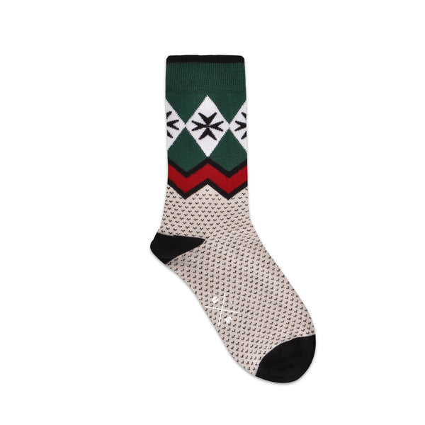 JANUARY XMAS Yeşil Kırmızı Yılbaşı Desenli Unisex Çorap - sixtimesfive