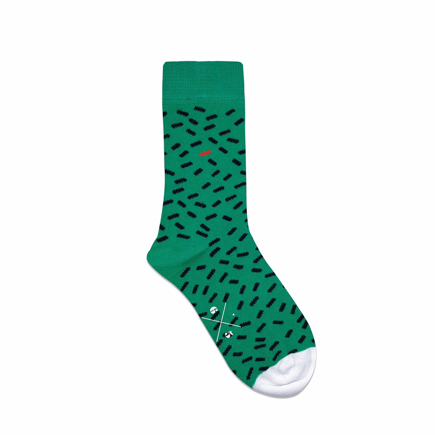 SPRINKLES GREEN Yeşil Turuncu Siyah Beyaz Desenli Unisex Çorap - sixtimesfive