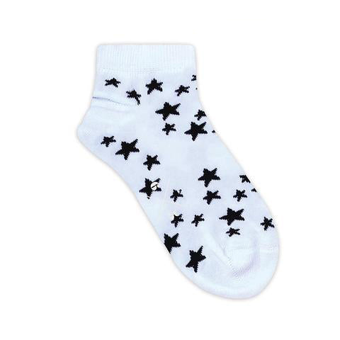STARS SHORT WHITE Beyaz Yıldızlı Desenli Kısa Unisex Çorap - sixtimesfive