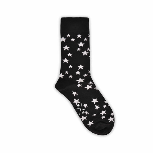 STARS Siyah Beyaz Yıldızlı Desenli Unisex Çorap - sixtimesfive