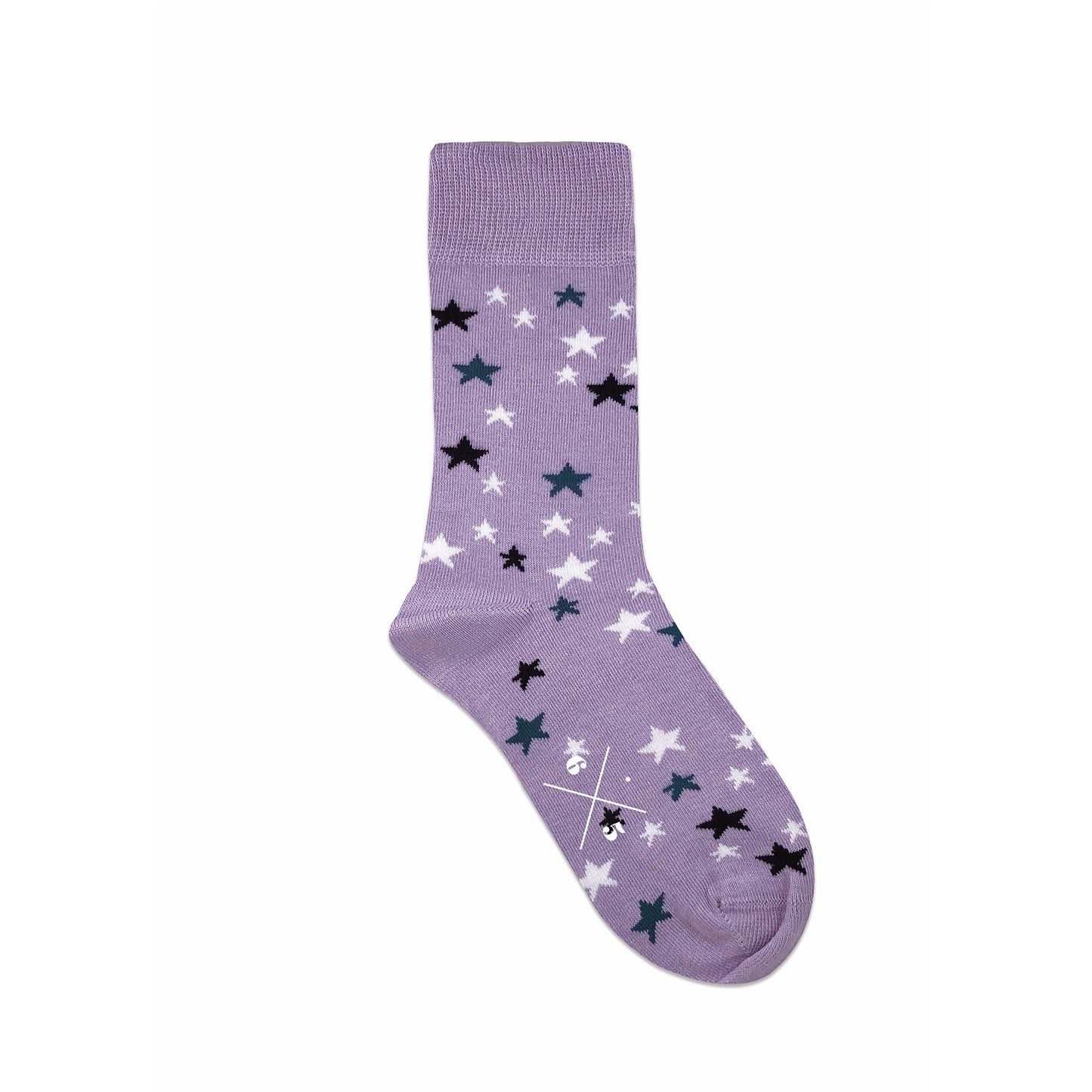 STARS LILA Lila Okyanus Yeşil Siyah Beyaz Yıldızlı Desenli Unisex Çorap - sixtimesfive
