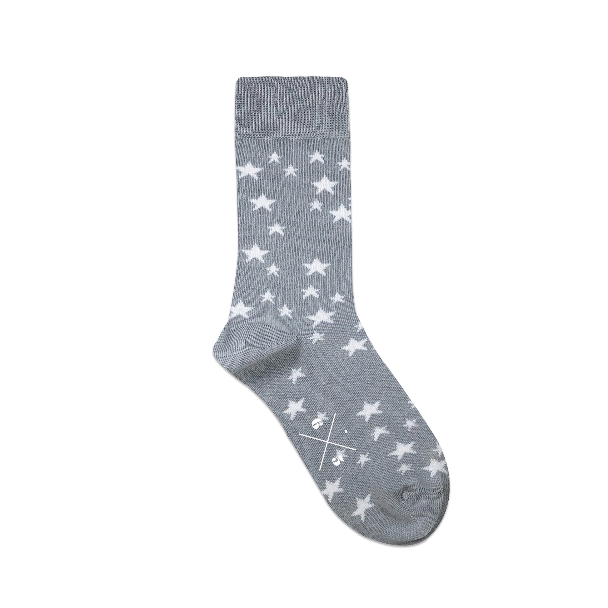STARS SOFT GREY Gri Beyaz Yıldızlı Desenli Unisex Çorap - sixtimesfive