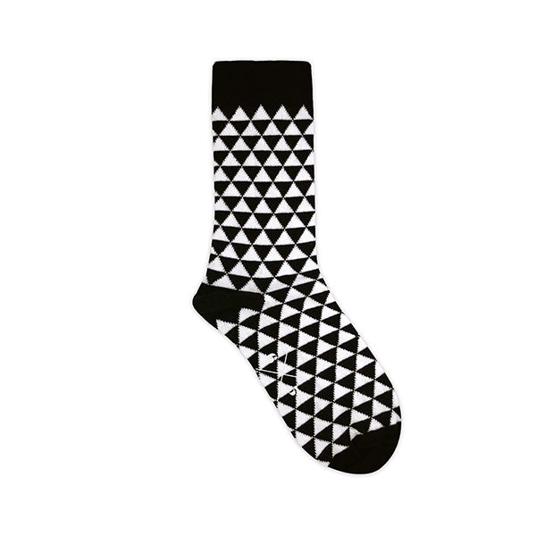 TRIANGLES Siyah Beyaz Üçgen Desenli Unisex Çorap - sixtimesfive