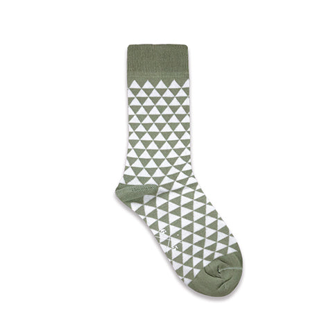 TRIANGLES FOG GREEN Su Yeşili Ekru Üçgen Desenli Unisex Çorap - sixtimesfive