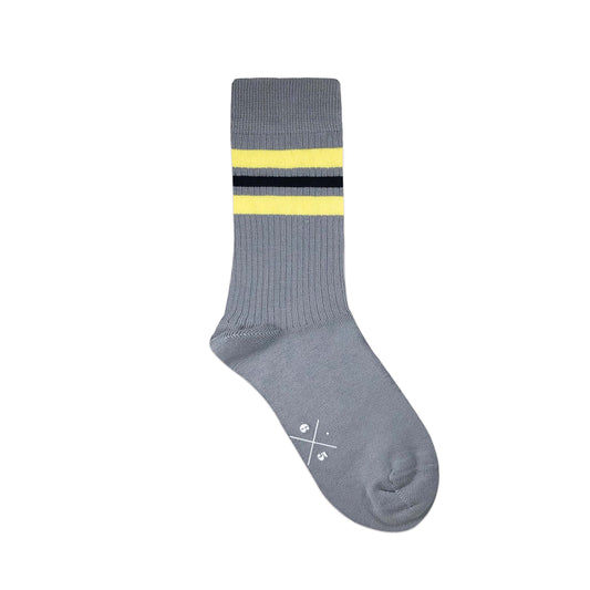TRIPLE STRIPES Grey Yellow Gri Sarı 3 Çizgili Unisex Çorap - sixtimesfive